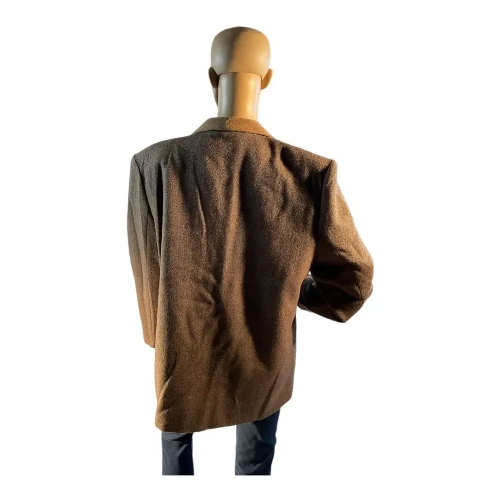 George “A” Women’s Vintage Brown  Wool Tweed Patchwork Oversized Jacket Size M